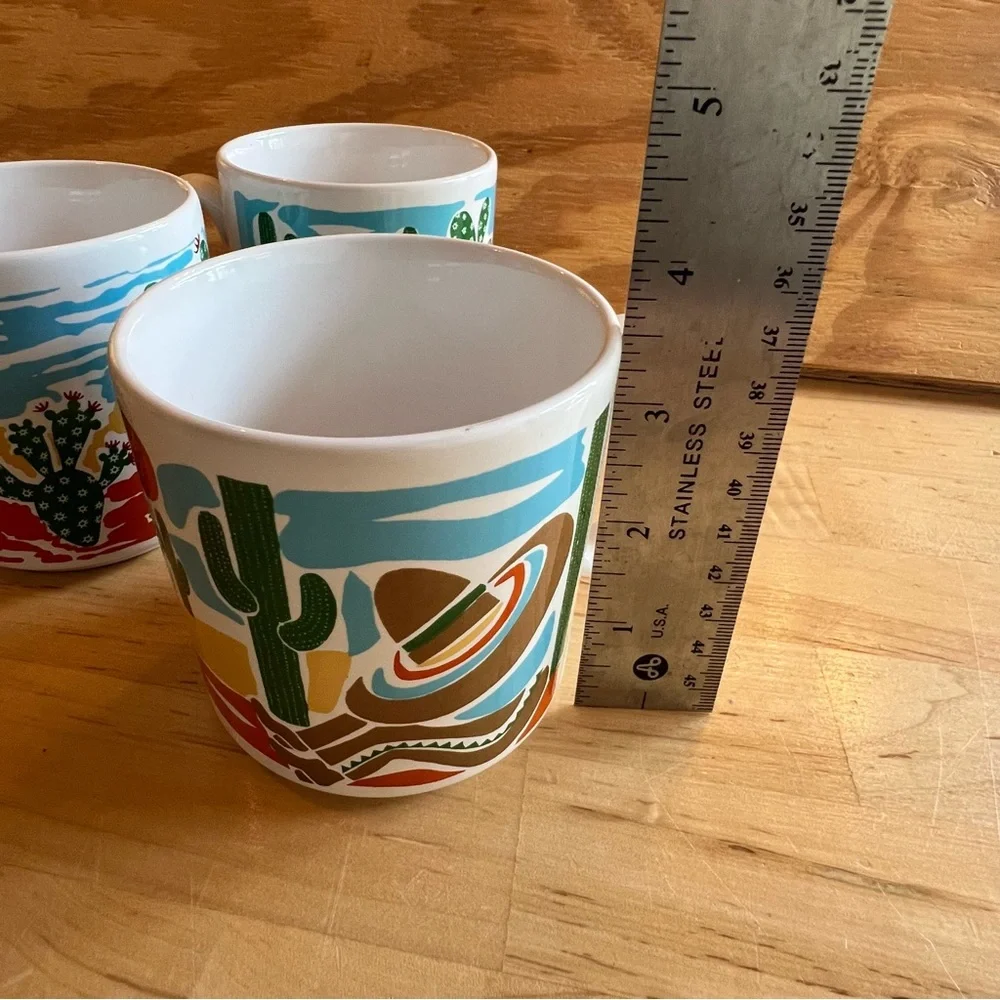 John Tams made in England set of 3 Cactus desert Ceramic coffee Mugs cowboy cup